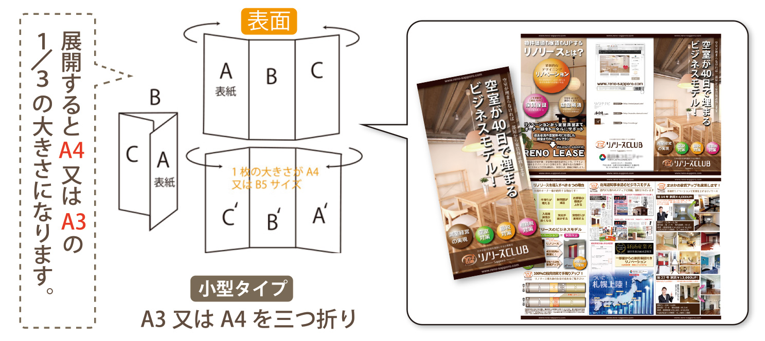三つ折りパンフレット参考例